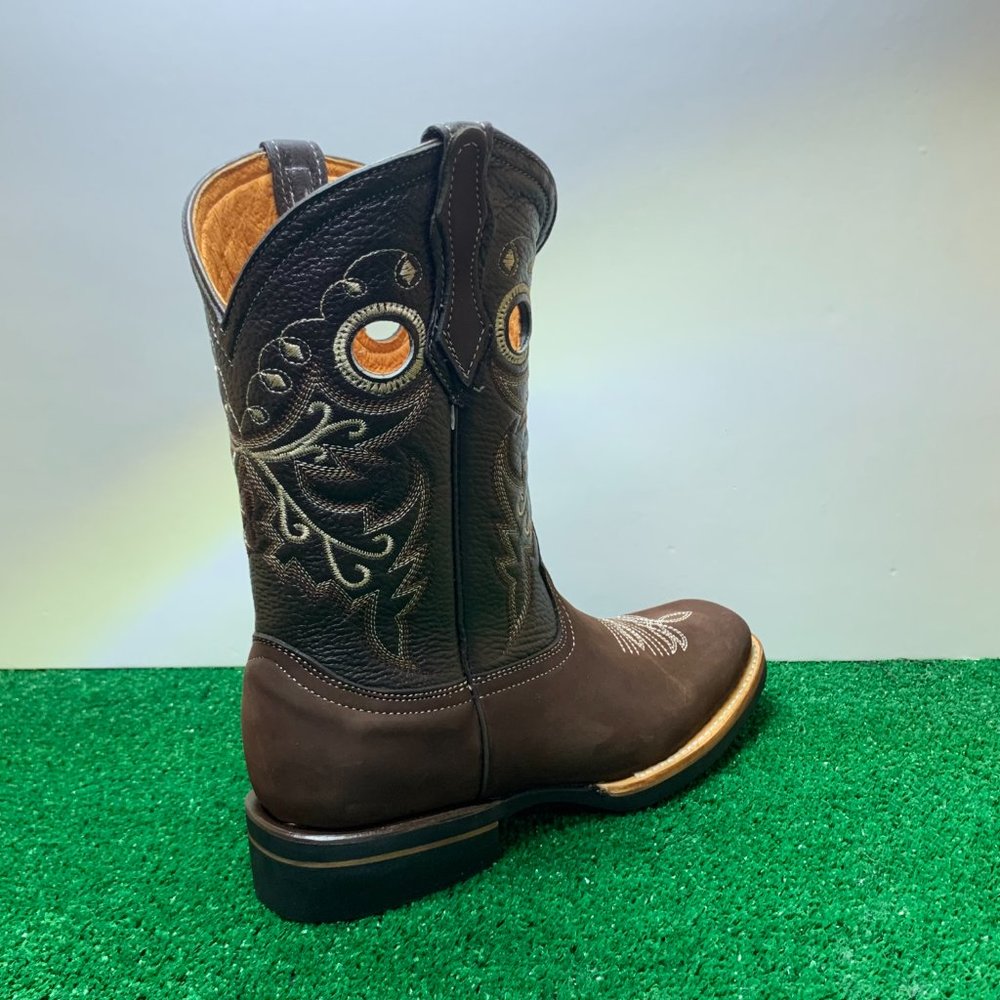 Men’s Western Cowboy Rodeo Square Toe Leather Boots Hand made Botas Vaqueras - Picture 4 of 5